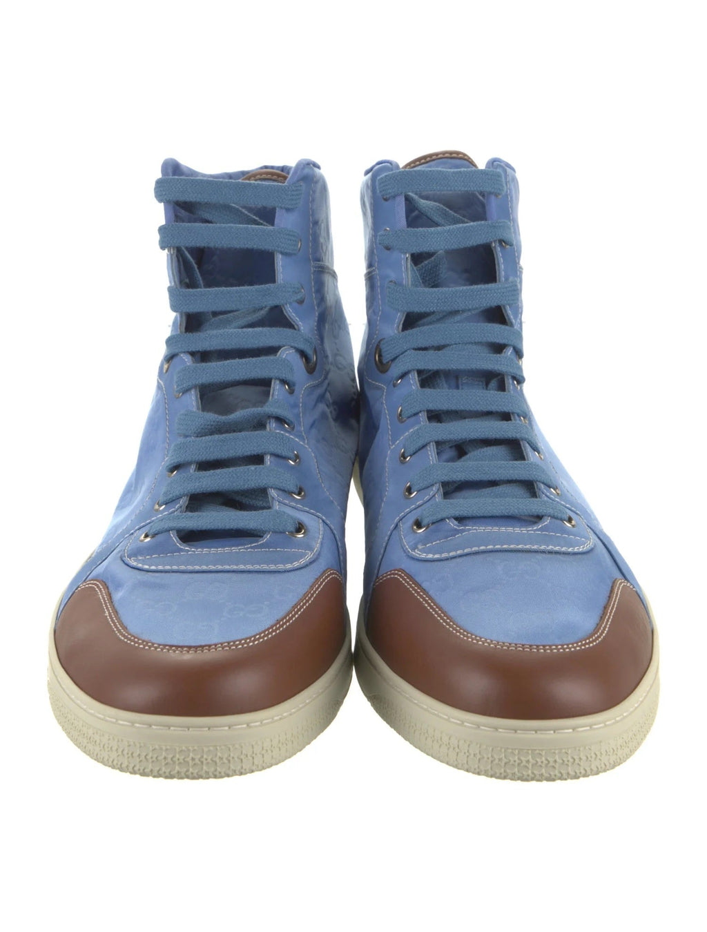 GUCCI GG NYLON LEATHER HIGH-TOP SNEAKERS