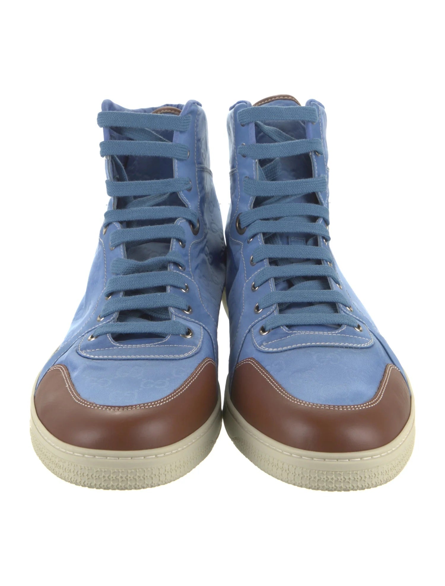 GUCCI GG NYLON LEATHER HIGH-TOP SNEAKERS