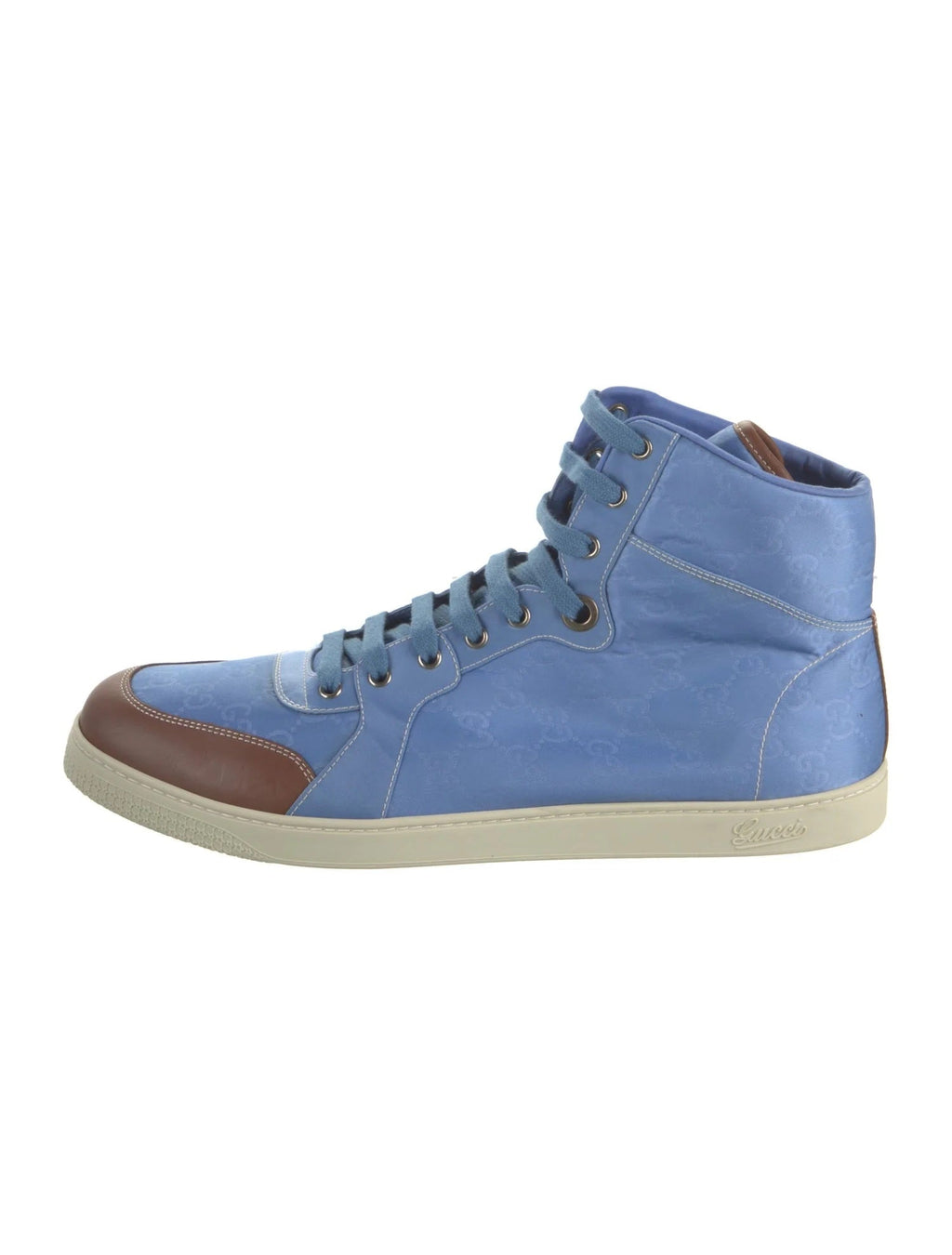 GUCCI GG NYLON LEATHER HIGH-TOP SNEAKERS