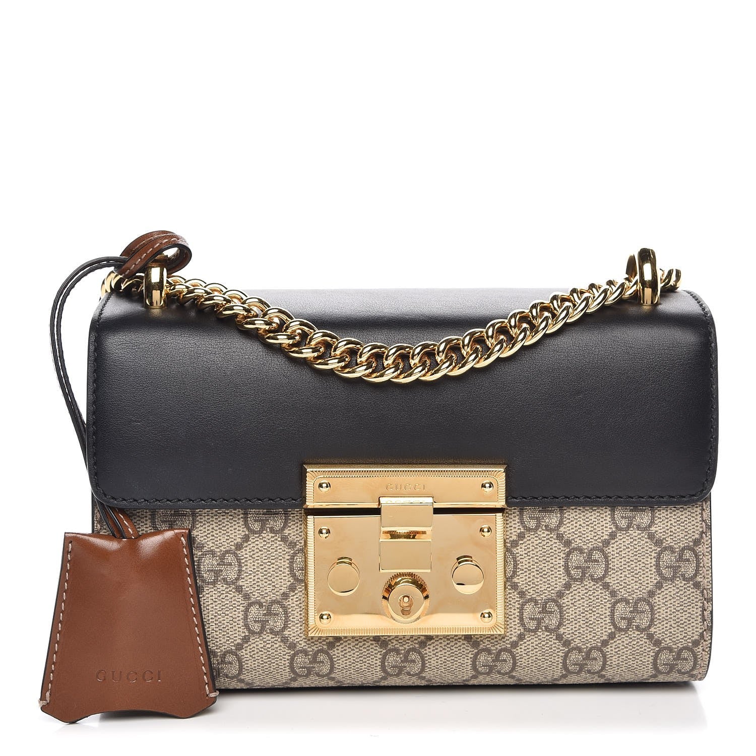 GUCCI GG SUPREME SMALL PADLOCK CHAIN BAG