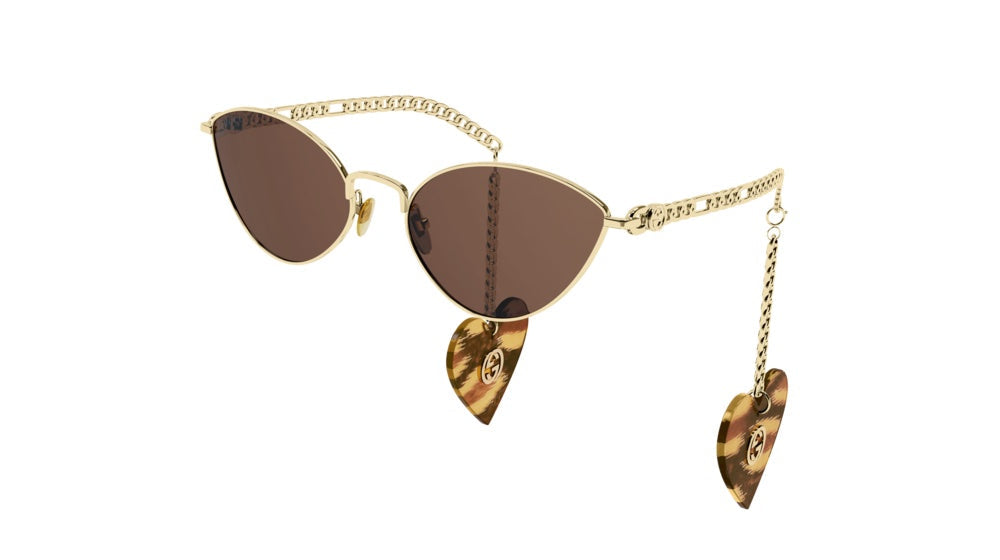 GUCCI GOLD CHAIN CAT-EYE SUNGLASSES