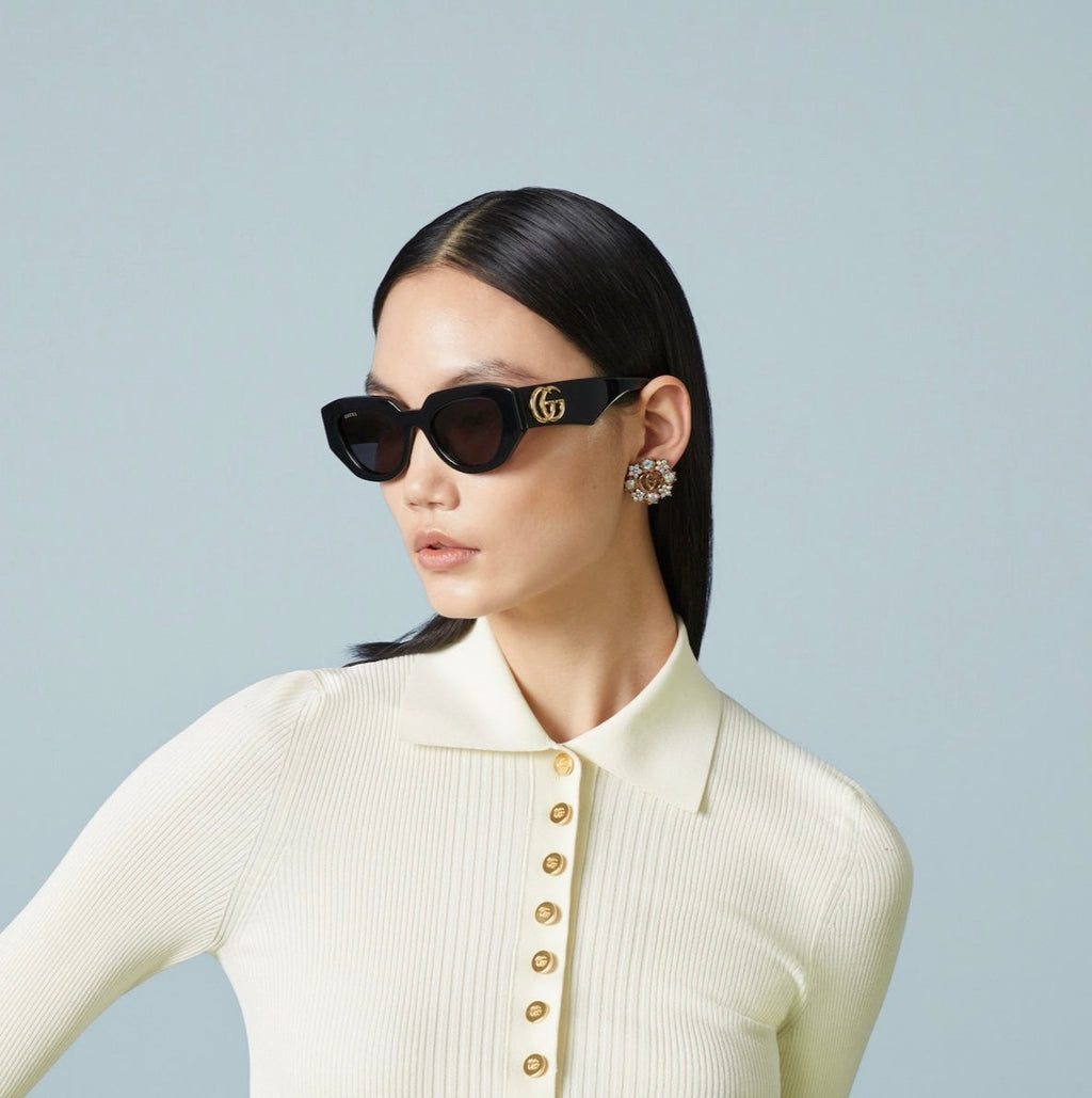 GUCCI GEOMETRIC FRAME SUNGLASSES