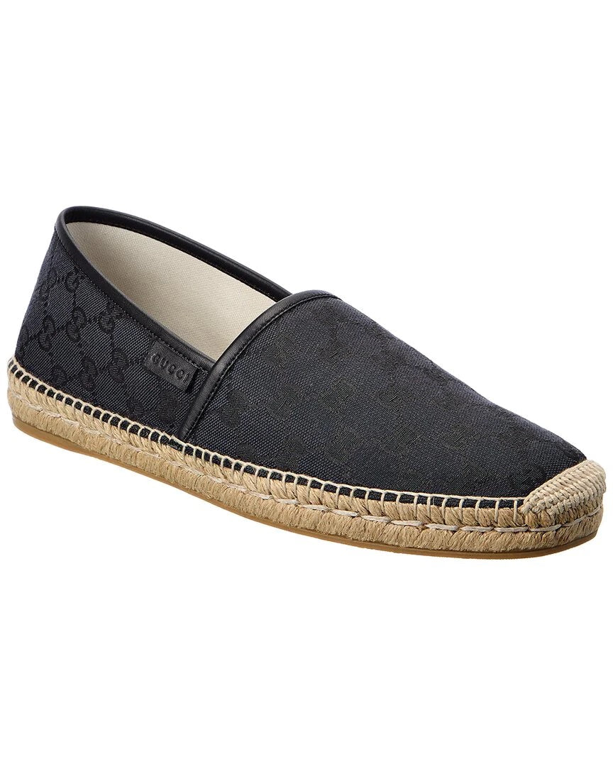 GUCCI GG MONOGRAM CANVAS & LEATHER ESPADRILLE