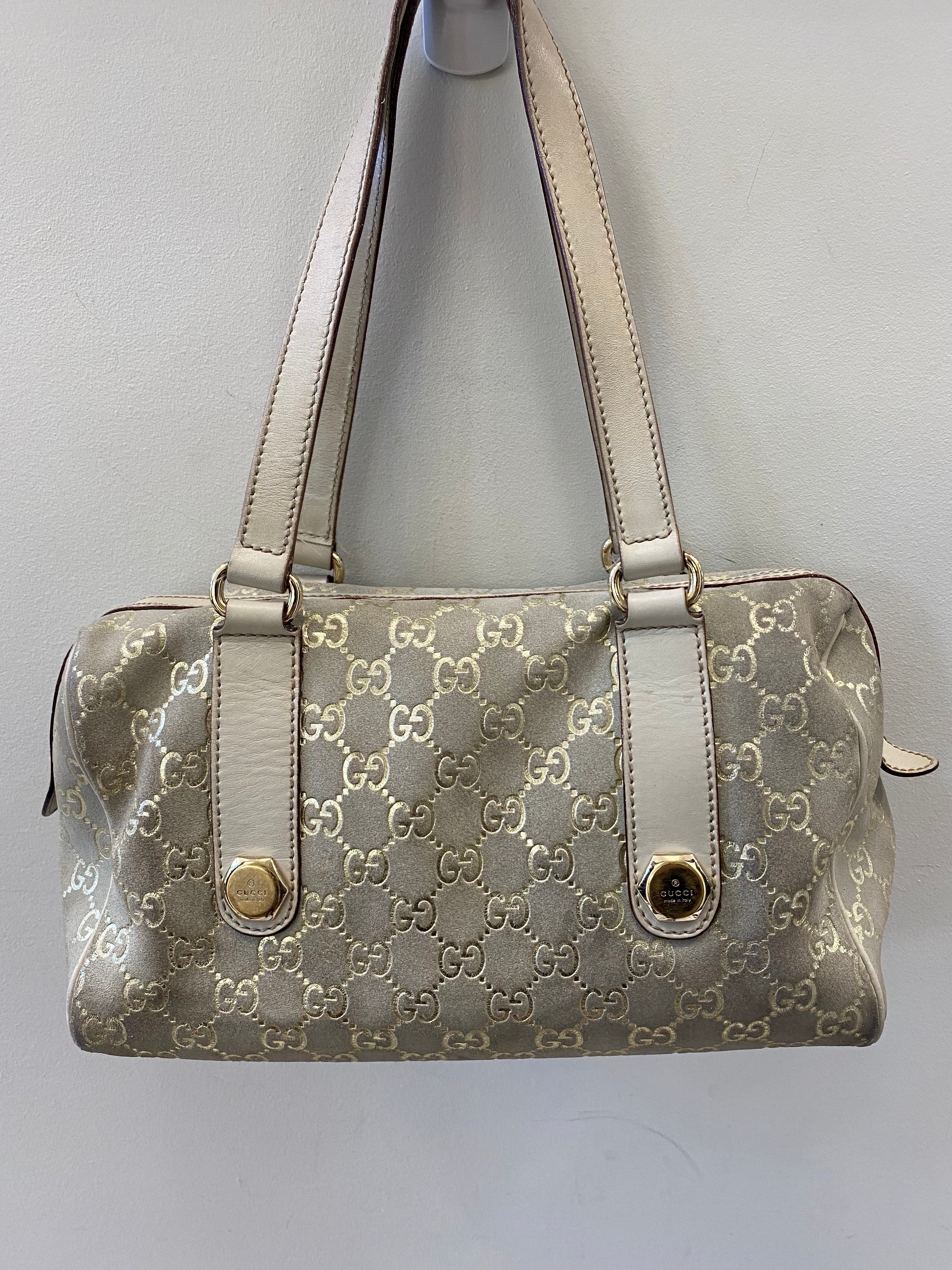 GUCCI GOLD MONOGRAM BOSTON SATCHEL