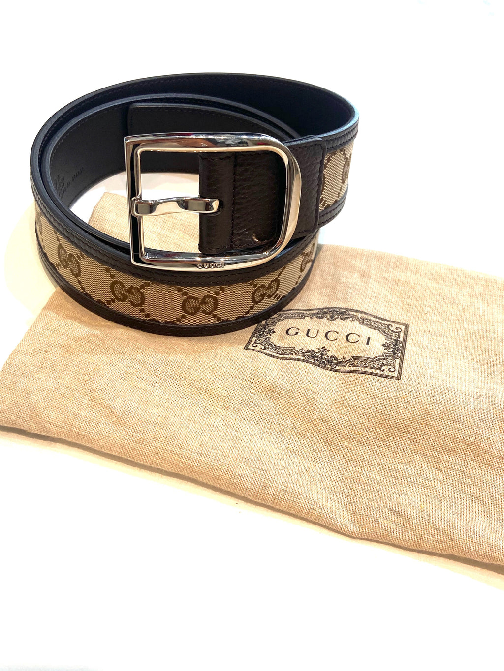 GUCCI GG SUPREME GUCCISSIMA CALFSKIN 40MM PALLADIUM BUCKLE BELT
