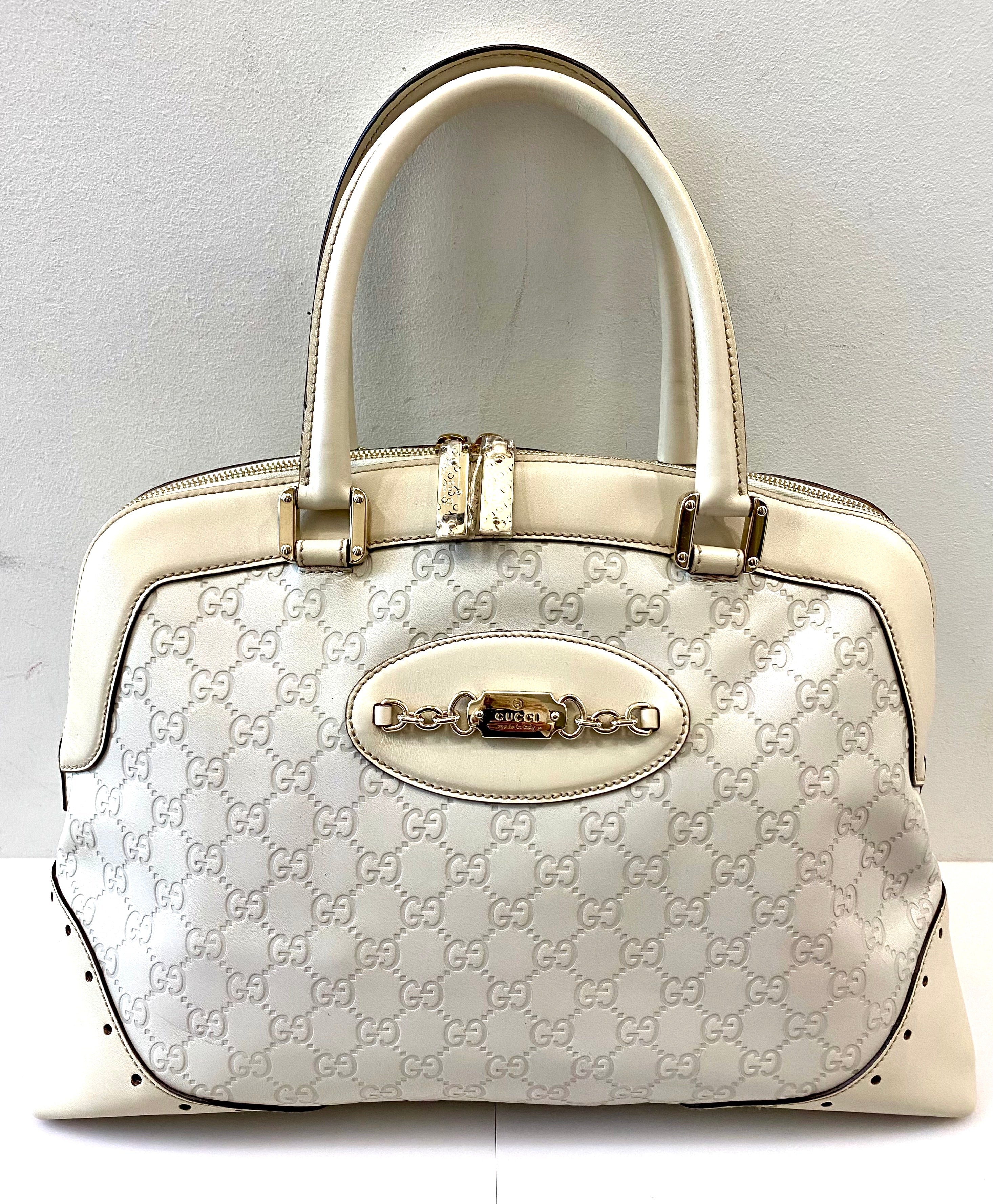 GUCCI GUCCISSIMA HORSEBIT LOGO PLAQUE CALFSKIN SHOULDER BAG