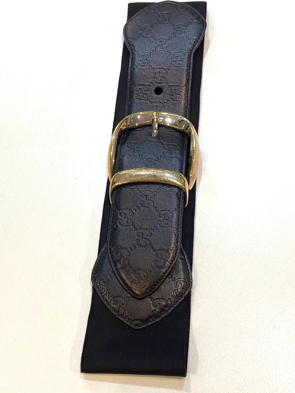 GUCCI GUCCISSIMA VINTAGE LEATHER & ELASTIC WIDE BELT