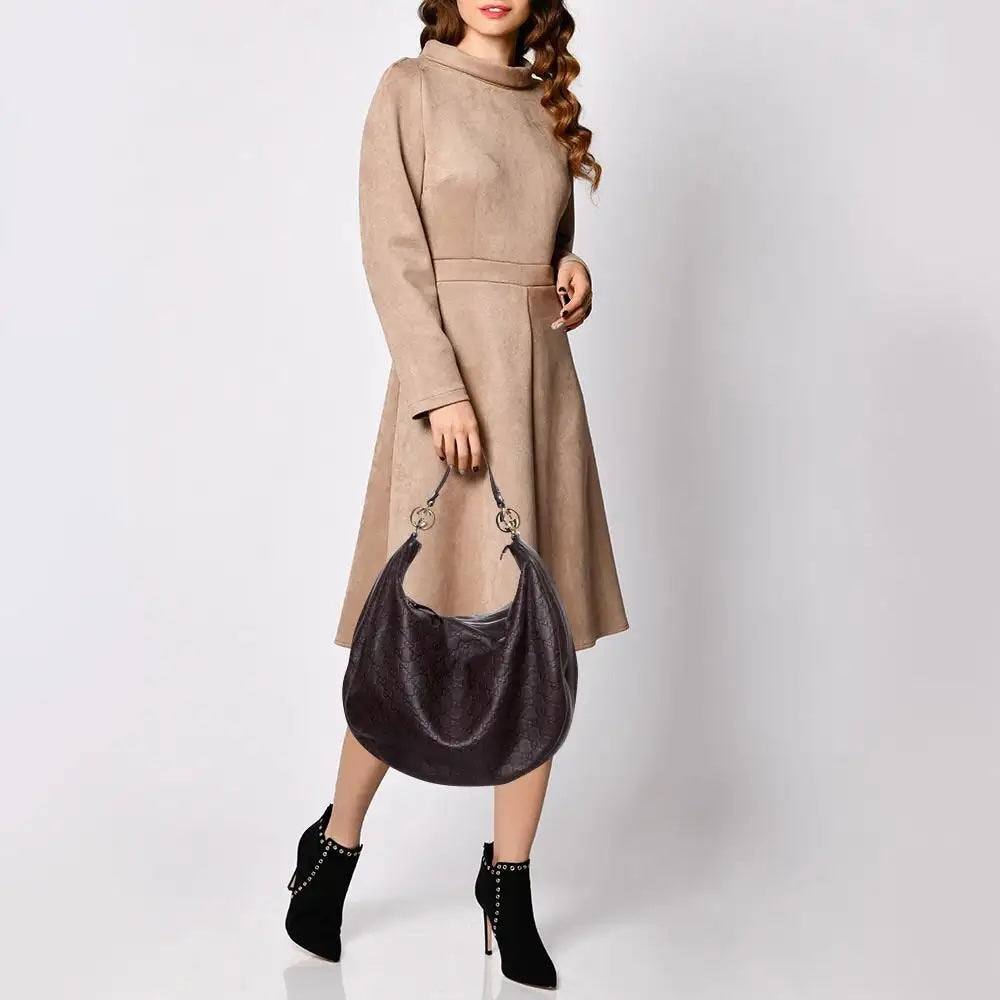 GUCCI GUCCISSIMA MEDIUM GG TWINS LEATHER HOBO BAG