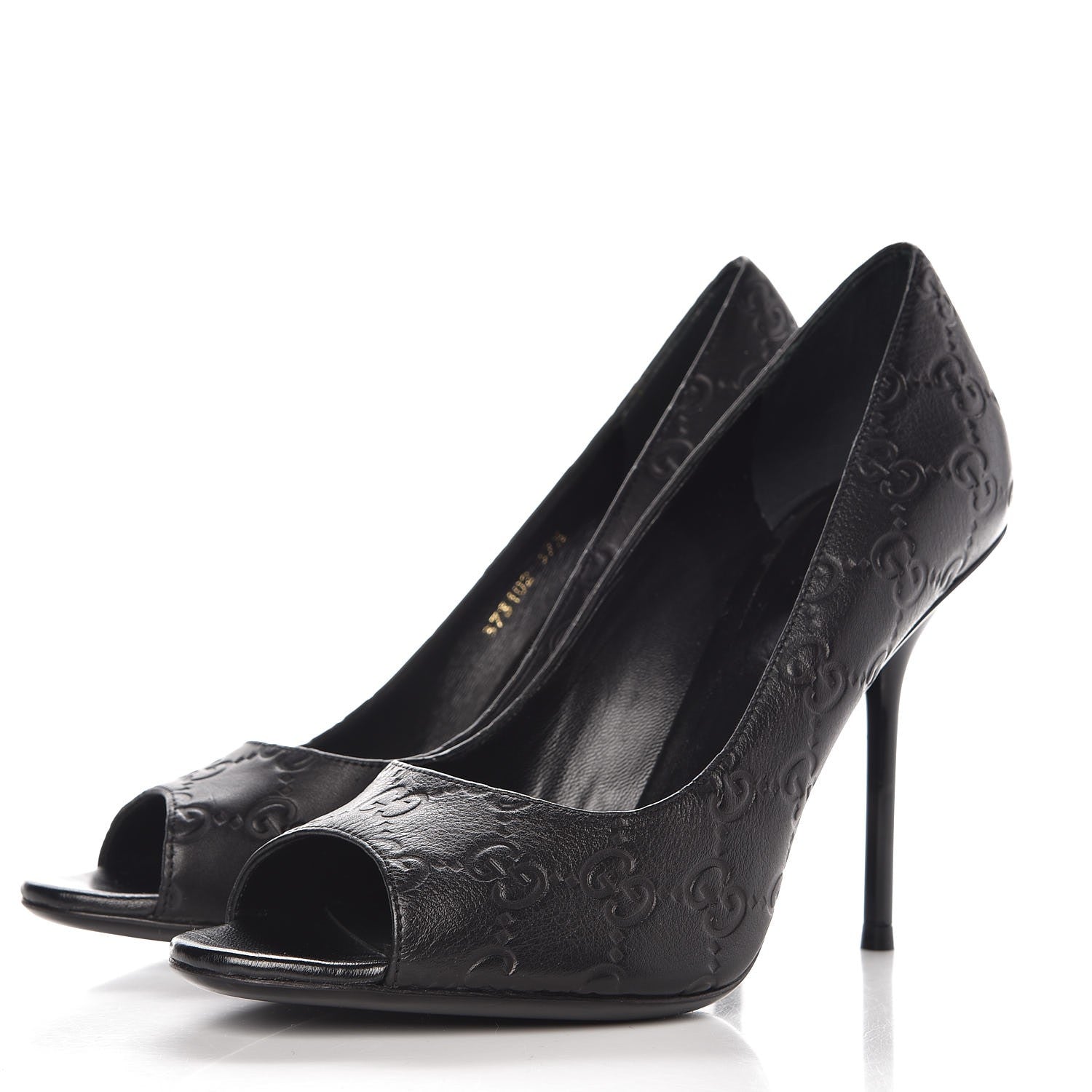 GUCCI GUCCISSIMA EMBOSSED LEATHER PEEP-TOE PUMPS