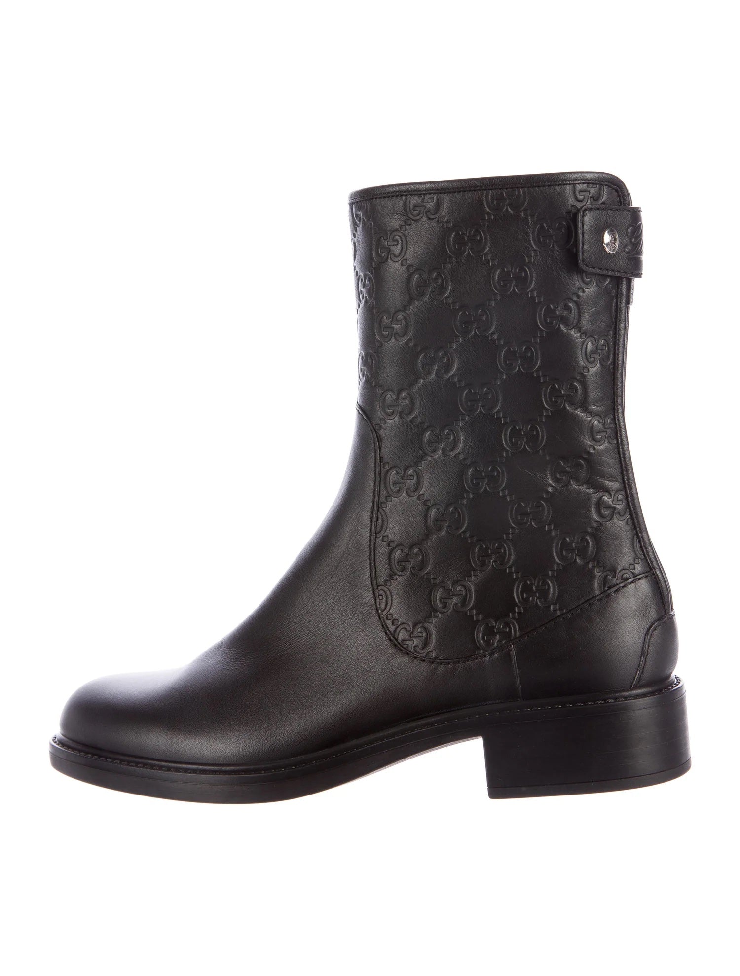 GUCCI GUCCISSIMA  MONOGRAM EMBOSSED LEATHER BOOTS