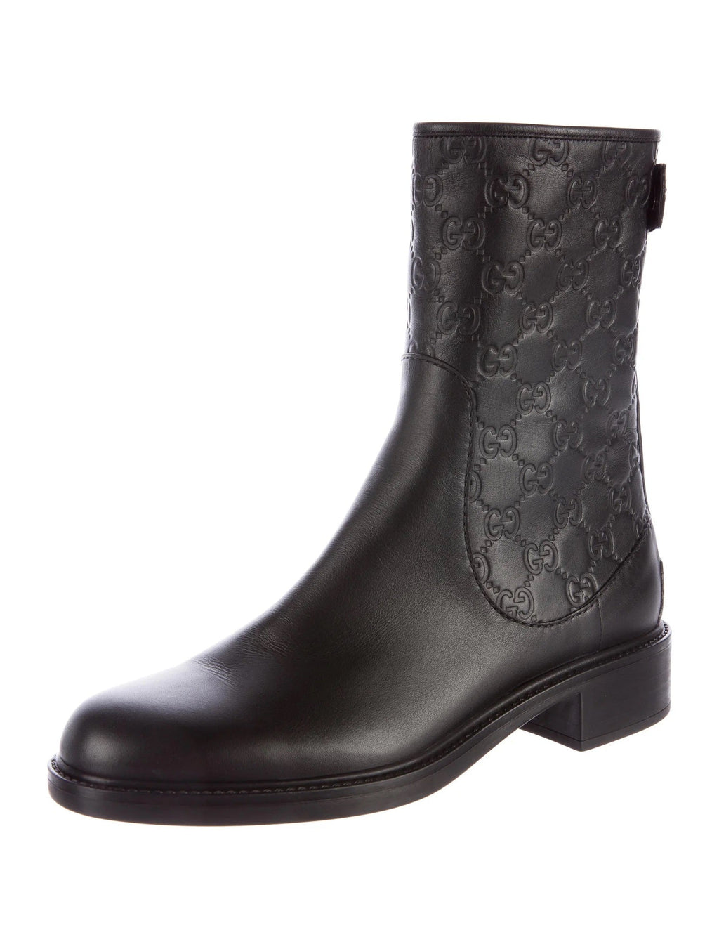 GUCCI GUCCISSIMA  MONOGRAM EMBOSSED LEATHER BOOTS