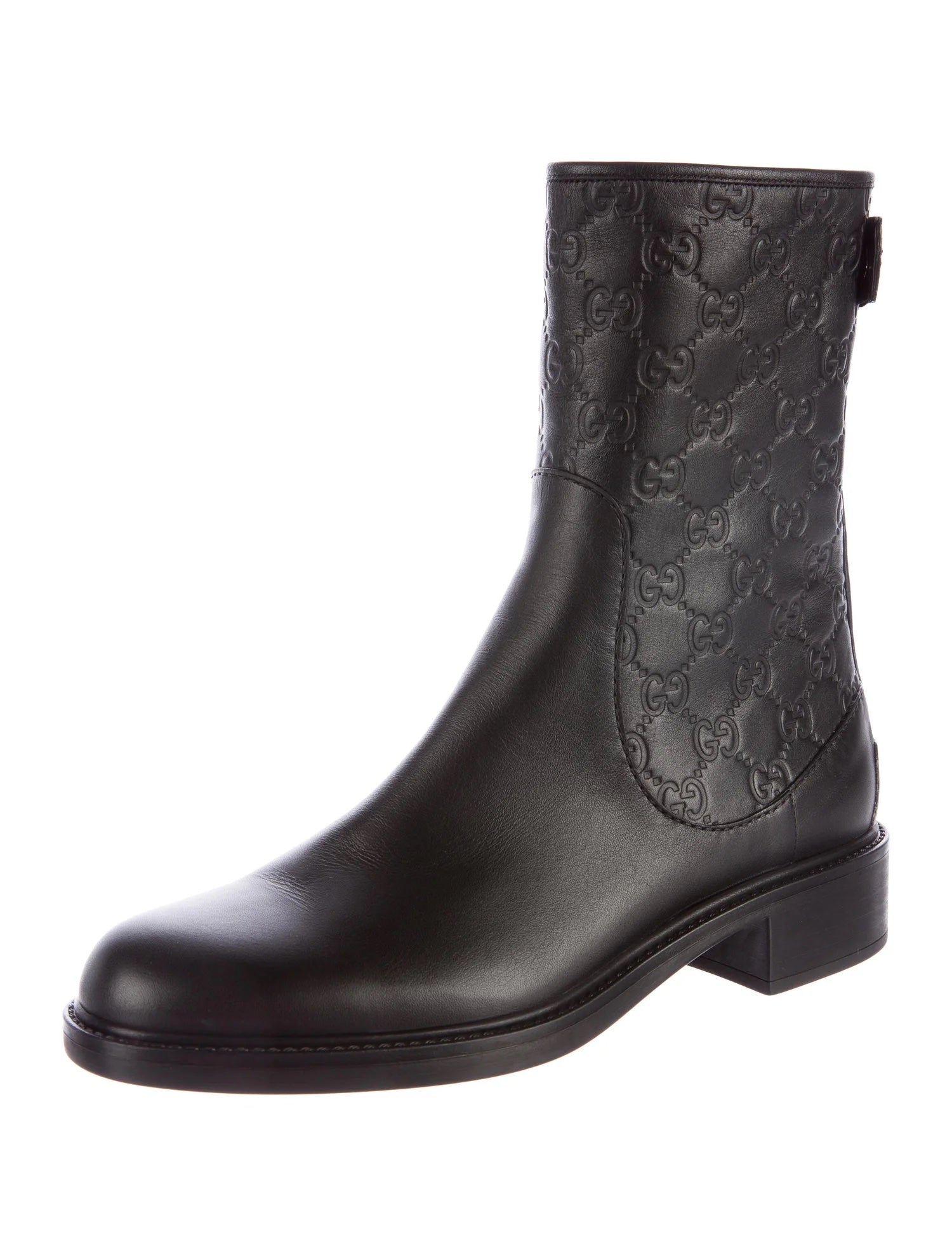 GUCCI GUCCISSIMA  MONOGRAM EMBOSSED LEATHER BOOTS
