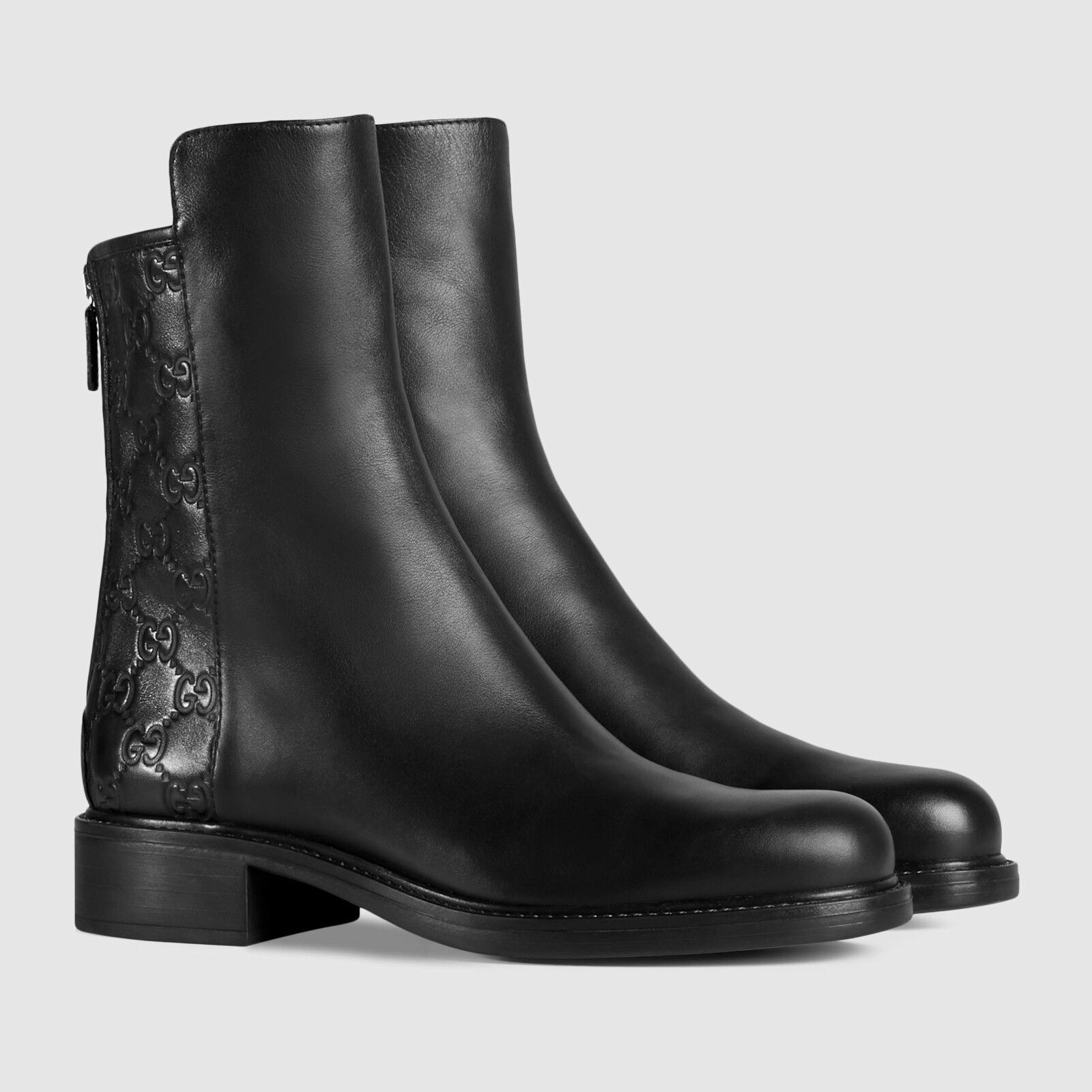 GUCCI GUCCISSIMA  MONOGRAM EMBOSSED LEATHER BOOTS
