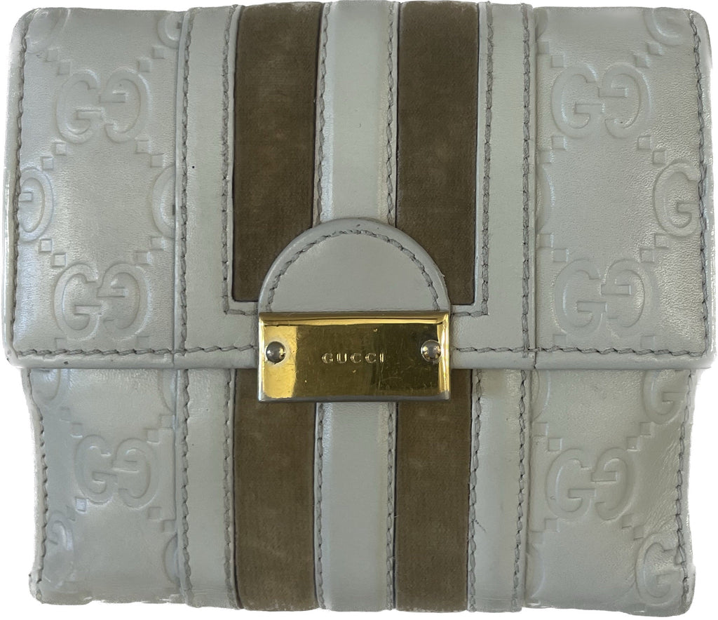 GUCCI GUCCISSIMA VINTAGE LEATHER & SUEDE FLAP WALLET