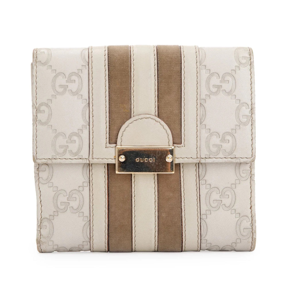 GUCCI GUCCISSIMA VINTAGE LEATHER & SUEDE FLAP WALLET