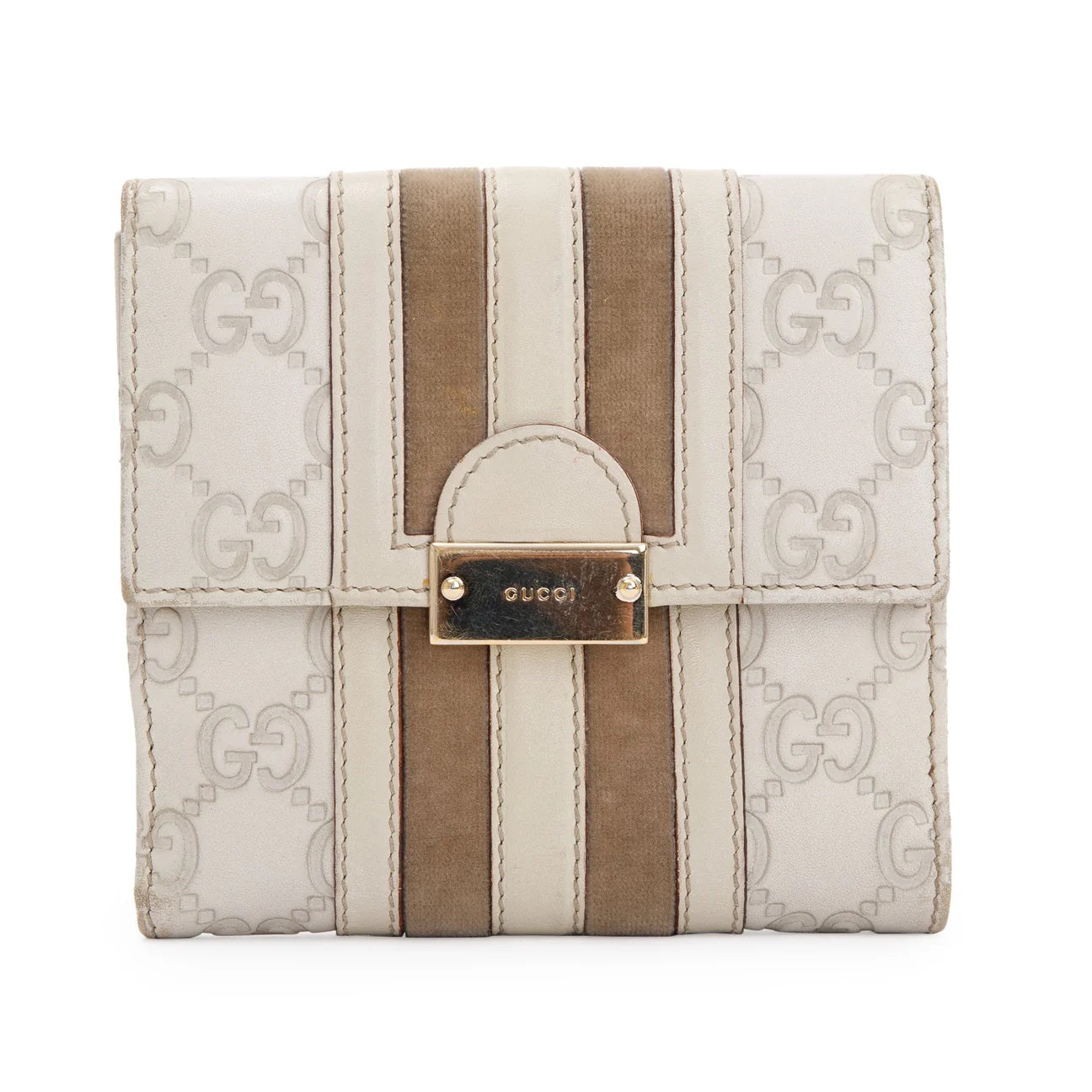 GUCCI GUCCISSIMA VINTAGE LEATHER & SUEDE FLAP WALLET