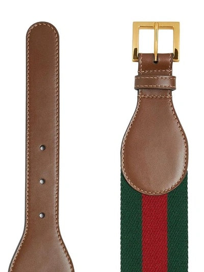 GUCCI HORSEBIT WEB STRIPE & LEATHER BELT