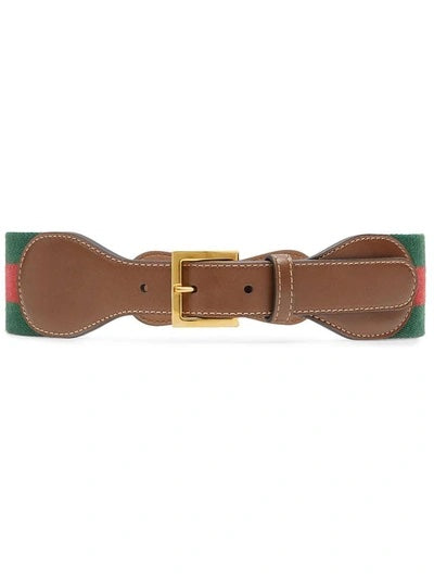 GUCCI HORSEBIT WEB STRIPE & LEATHER BELT