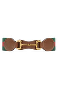 GUCCI HORSEBIT WEB STRIPE & LEATHER BELT