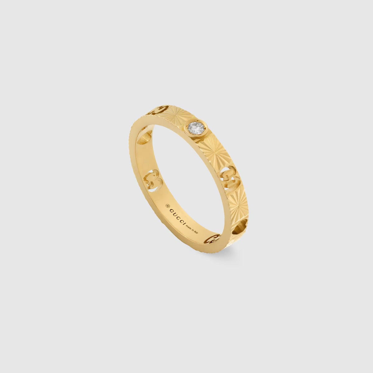 GUCCI ICON 18K GOLD DIAMOND HEART RING