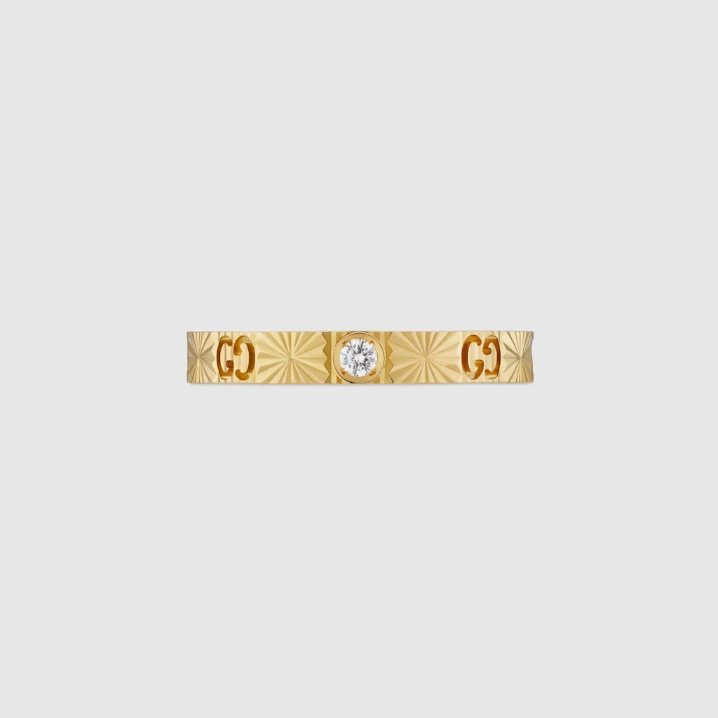 GUCCI ICON 18K GOLD DIAMOND HEART RING