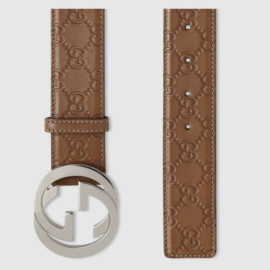 GUCCI GUCCISSIMA INTERLOCKING GG BUCKLE LEATHER BELT