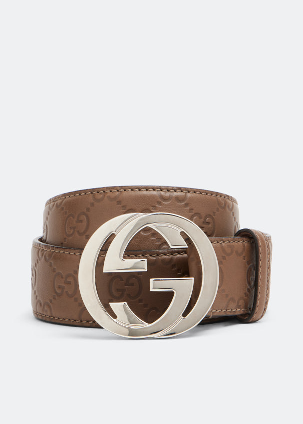 GUCCI GUCCISSIMA INTERLOCKING GG BUCKLE LEATHER BELT