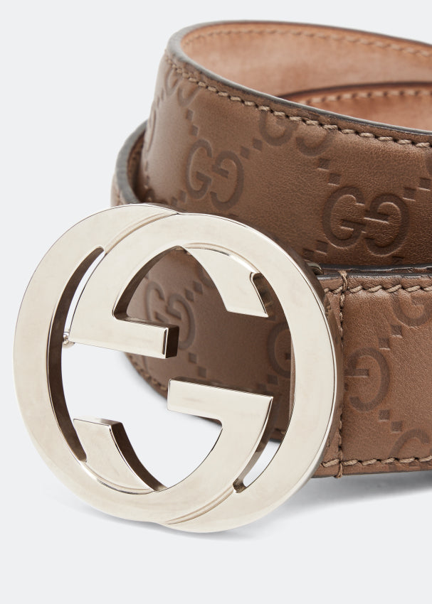 GUCCI GUCCISSIMA INTERLOCKING GG BUCKLE LEATHER BELT