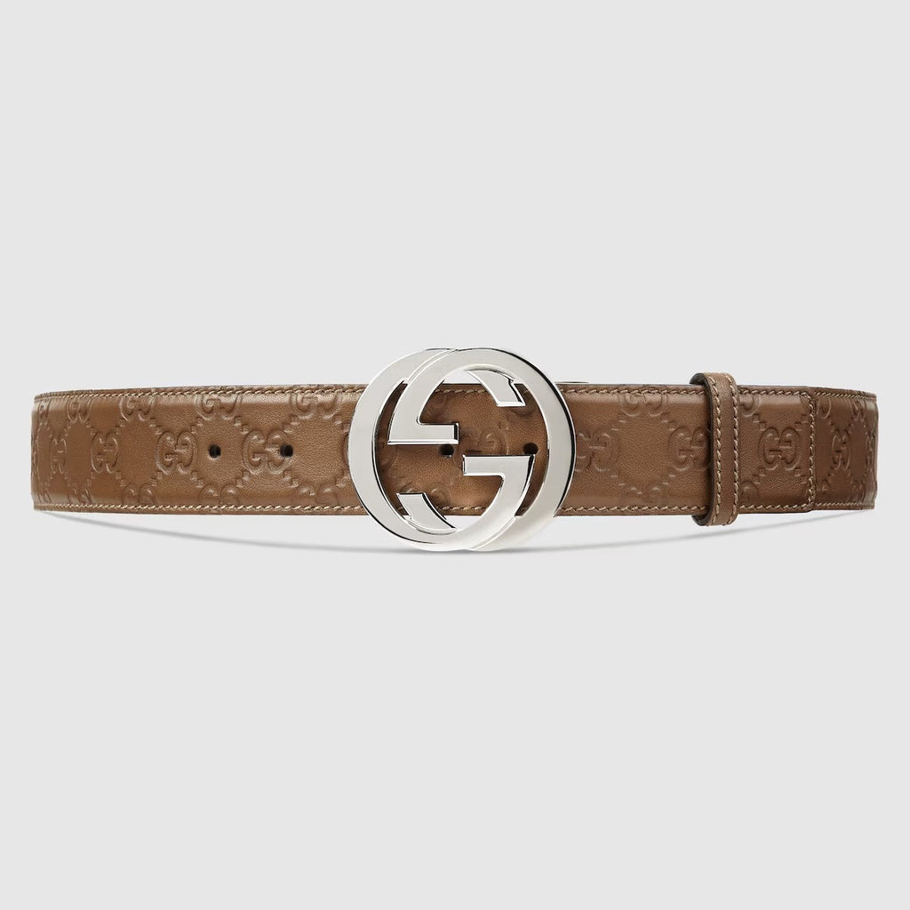 GUCCI GUCCISSIMA INTERLOCKING GG BUCKLE LEATHER BELT