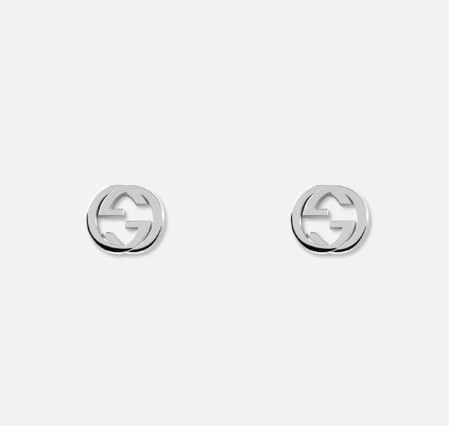 GUCCI INTERLOCKING GG STERLING SILVER STUD EARRINGS