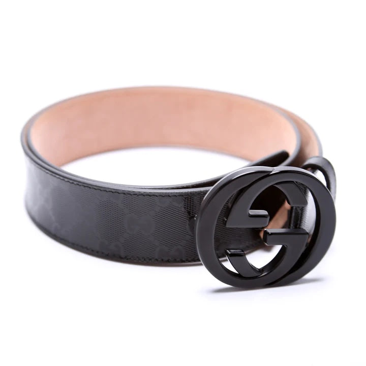 GUCCI GG IMPRIME MONOGRAM LEATHER BELT
