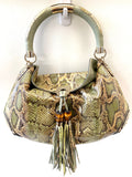 GUCCI BABOUSKA INDY GREEN PYTHON HANDBAG