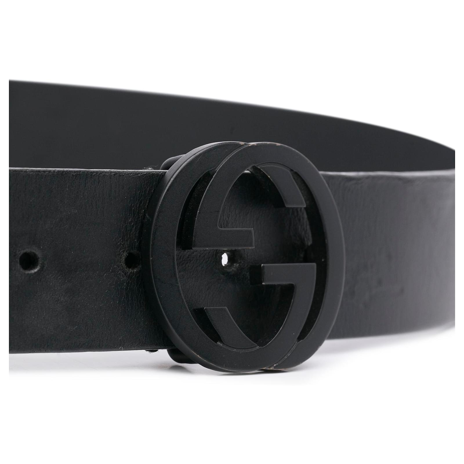 GUCCI INTERLOCKING GG CALFSKIN LEATHER BELT