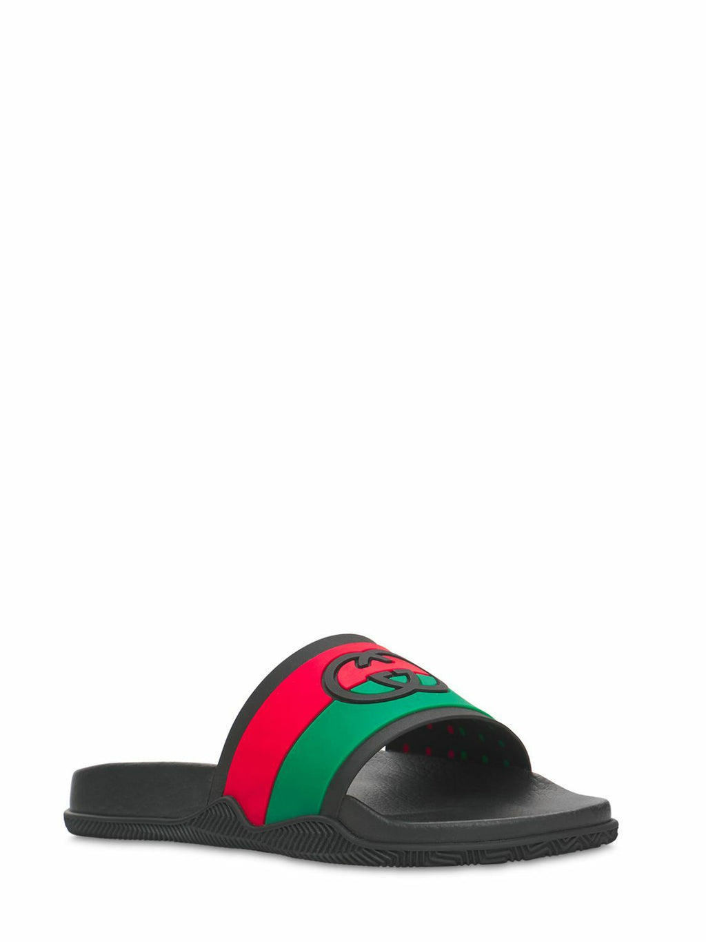 GUCCI INTERLOCKING G WEB STRIPE SLIDES