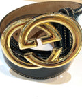 GUCCI GG INTERLOCKING BUCKLE PATENT LEATHER BELT