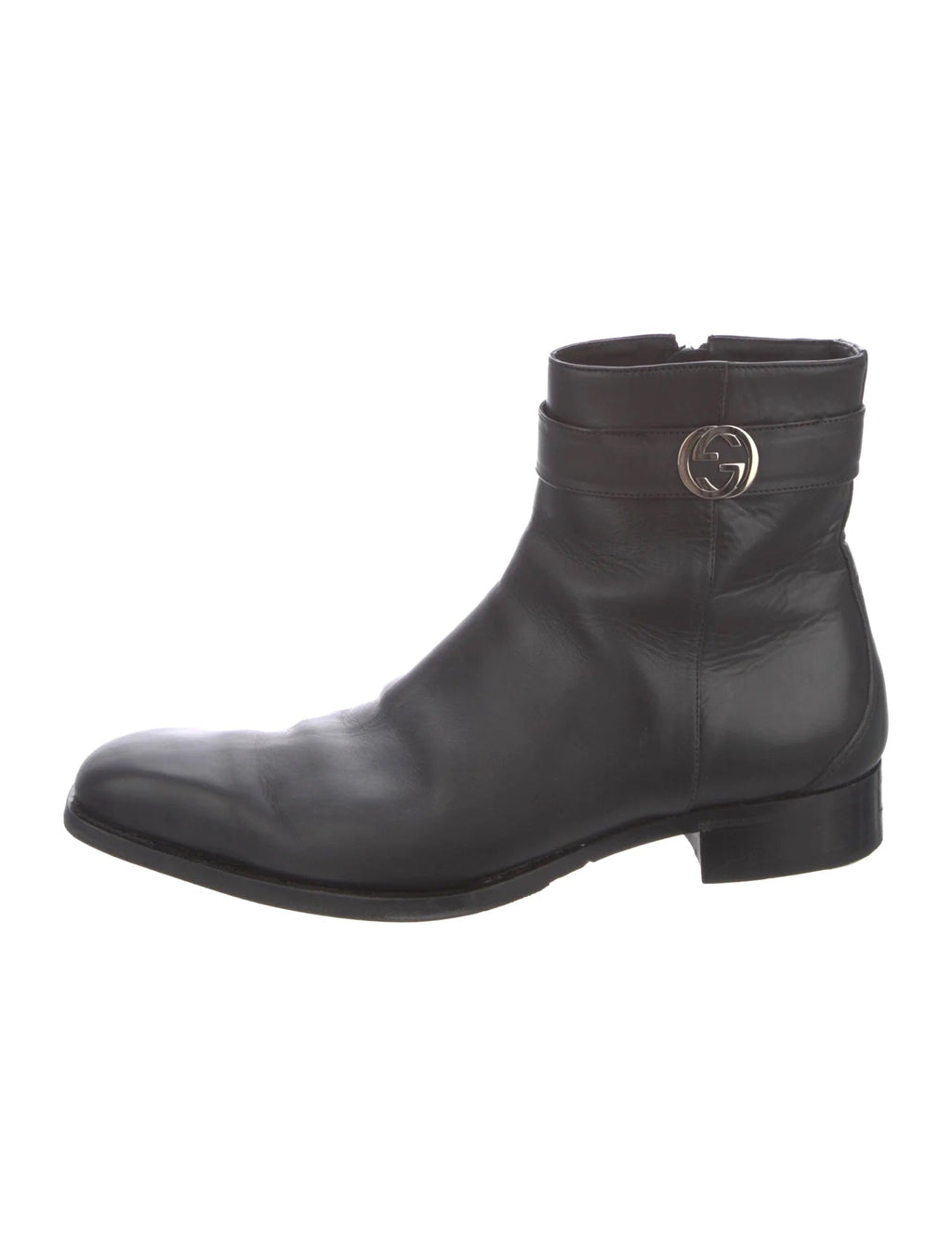 GUCCI INTERLOCKING GG LEATHER ANKLE BOOTS