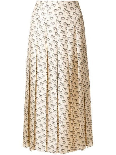 GUCCI INVITE STAMP PRINT SILK PLEATED MIDI SKIRT