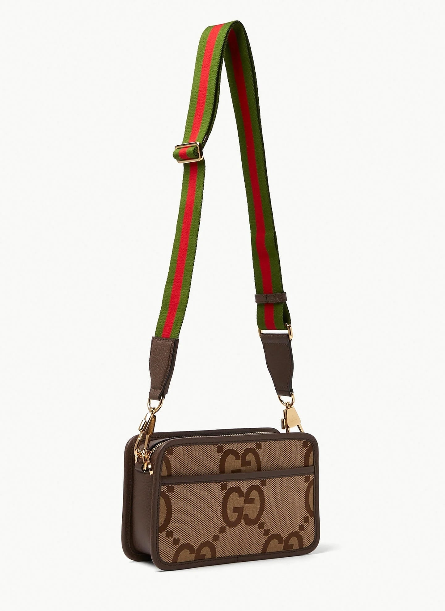 GUCCI JUMBO GG CANVAS & LEATHER MINI CAMERA CROSSBODY BAG