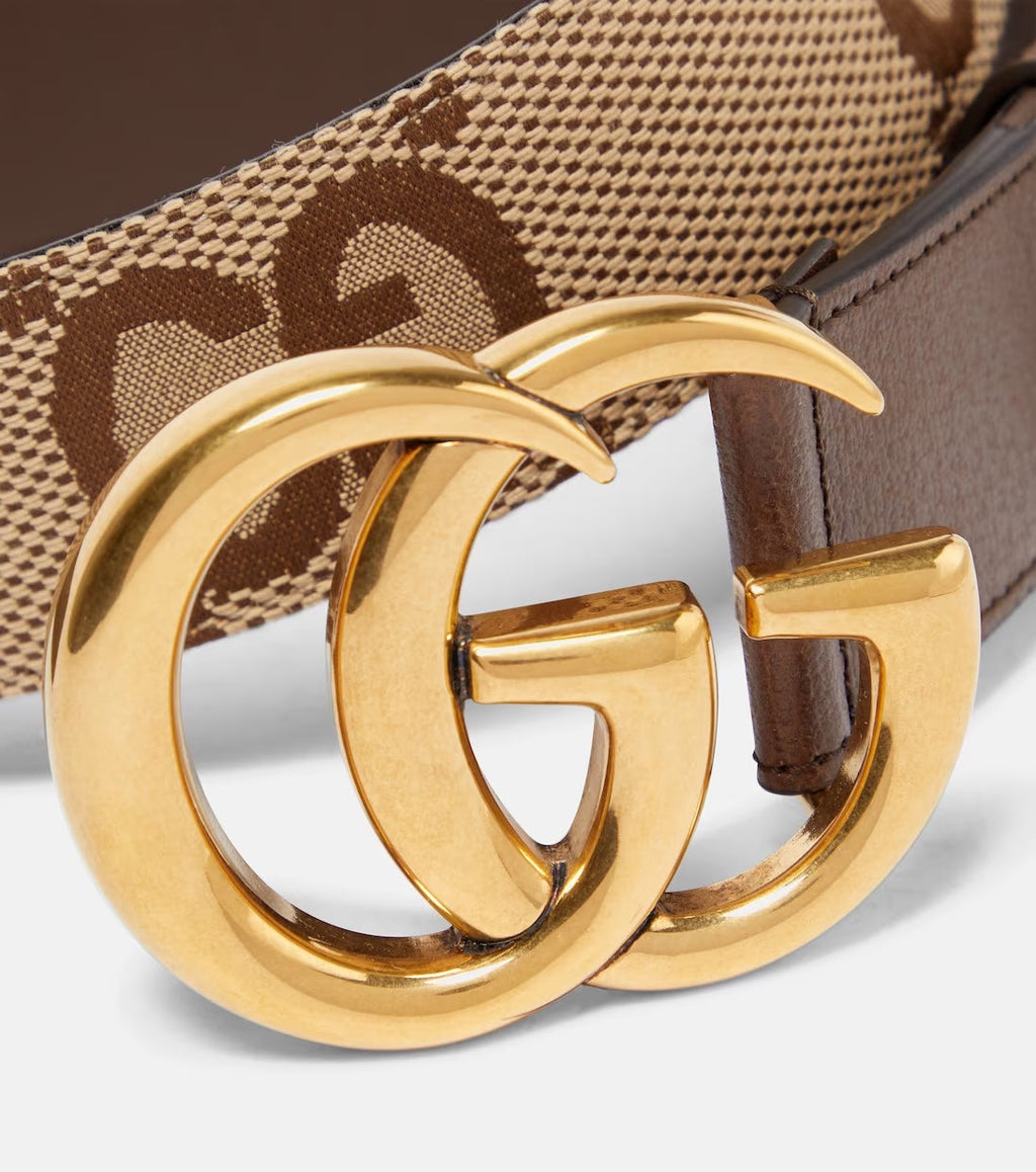 GUCCI JUMBO GG MARMONT LEATHER TRIM BELT