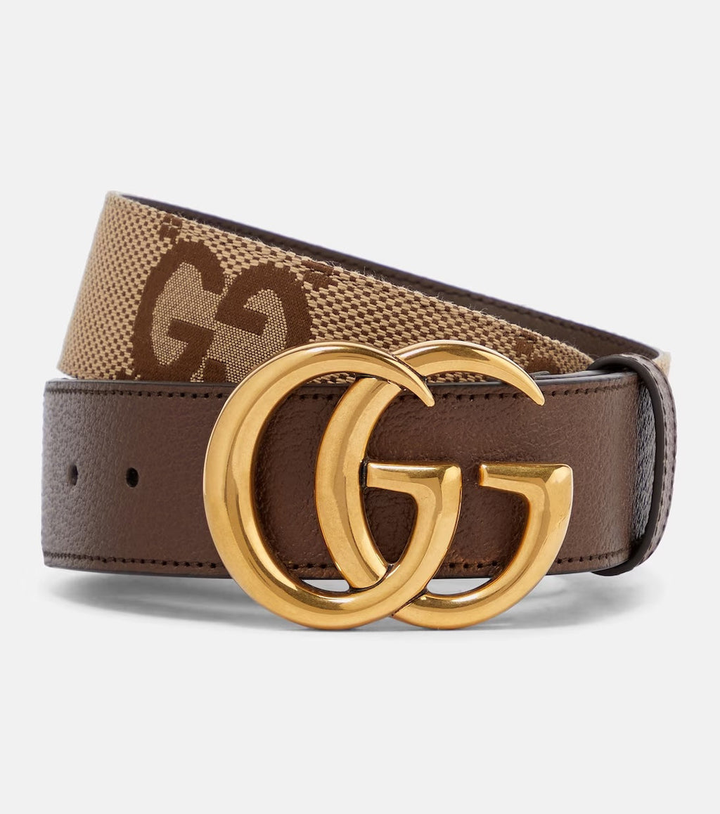 GUCCI JUMBO GG MARMONT LEATHER TRIM BELT