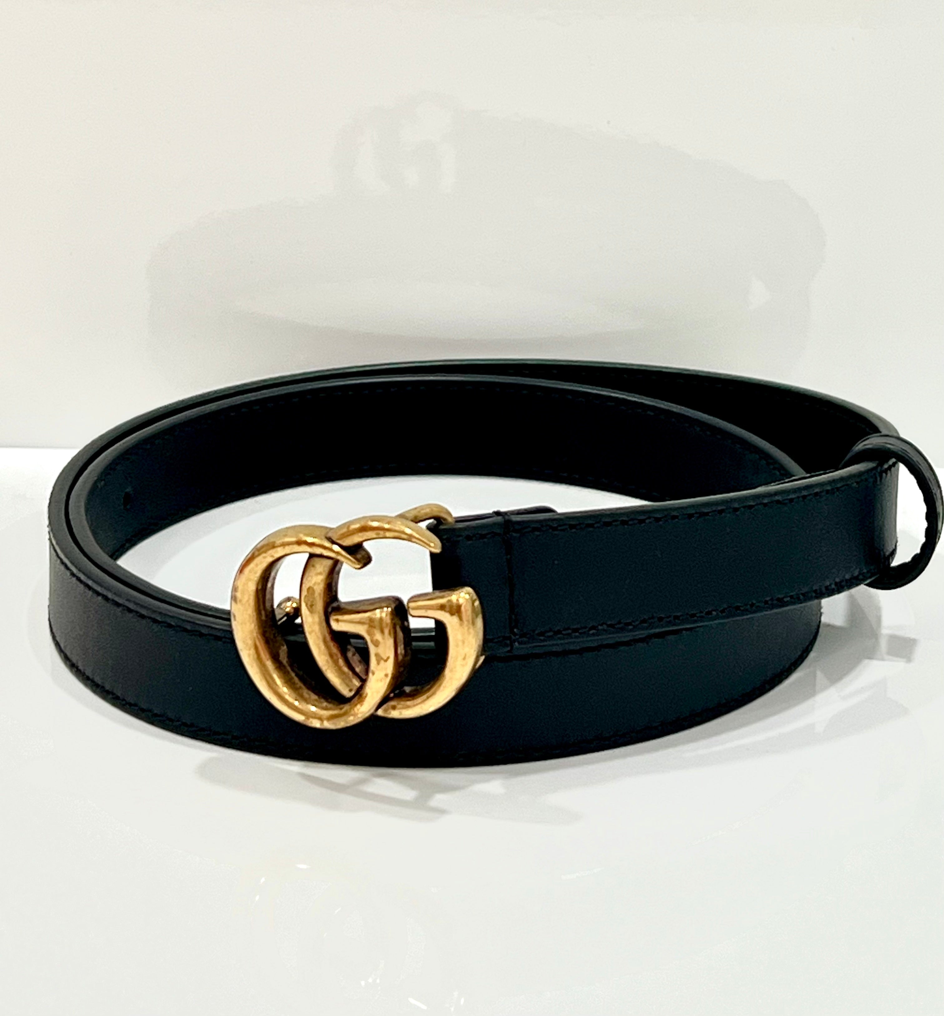 GUCCI GG MARMONT SLIM CALFSKIN LEATHER BELT