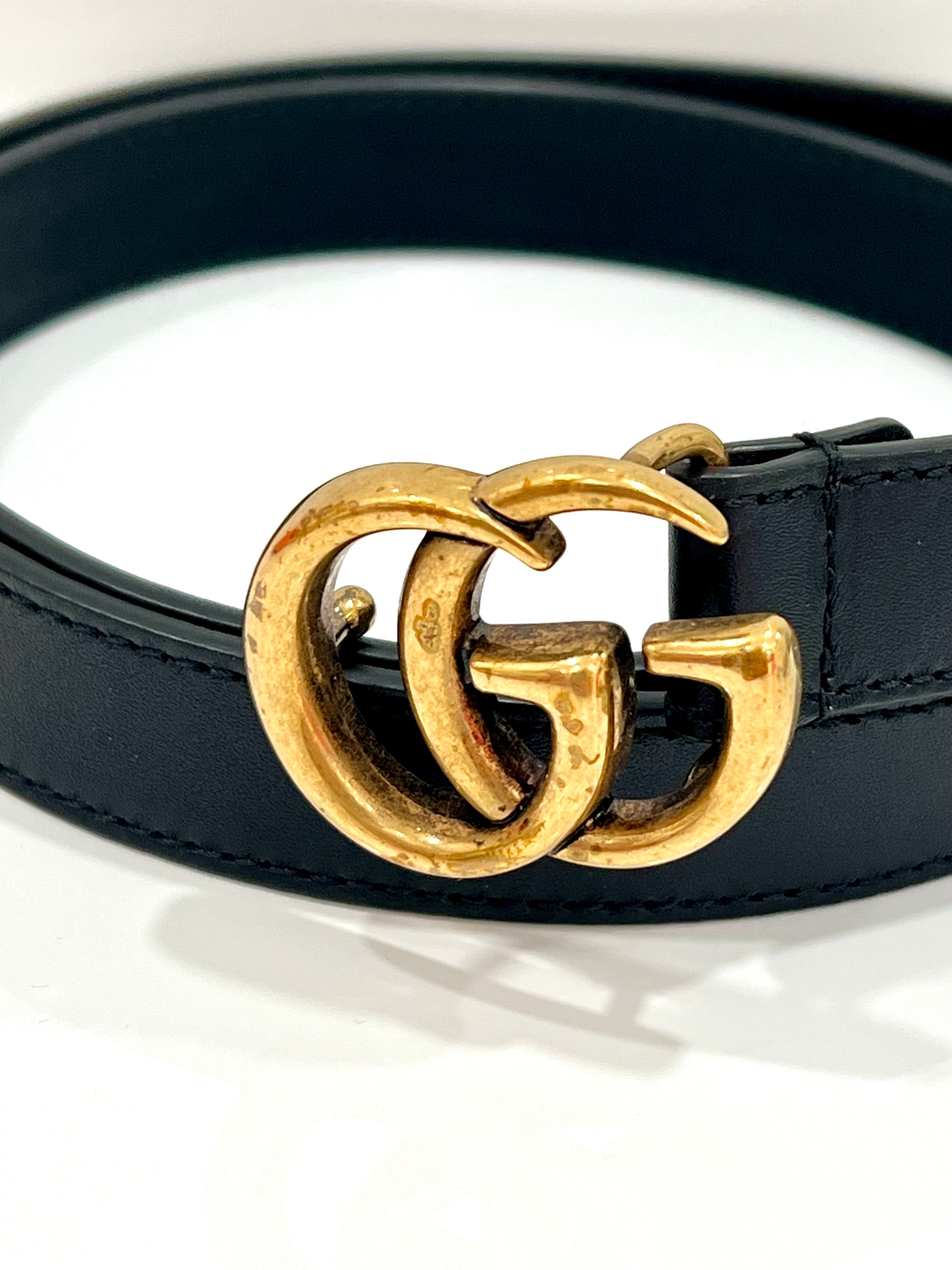 GUCCI GG MARMONT SLIM CALFSKIN LEATHER BELT