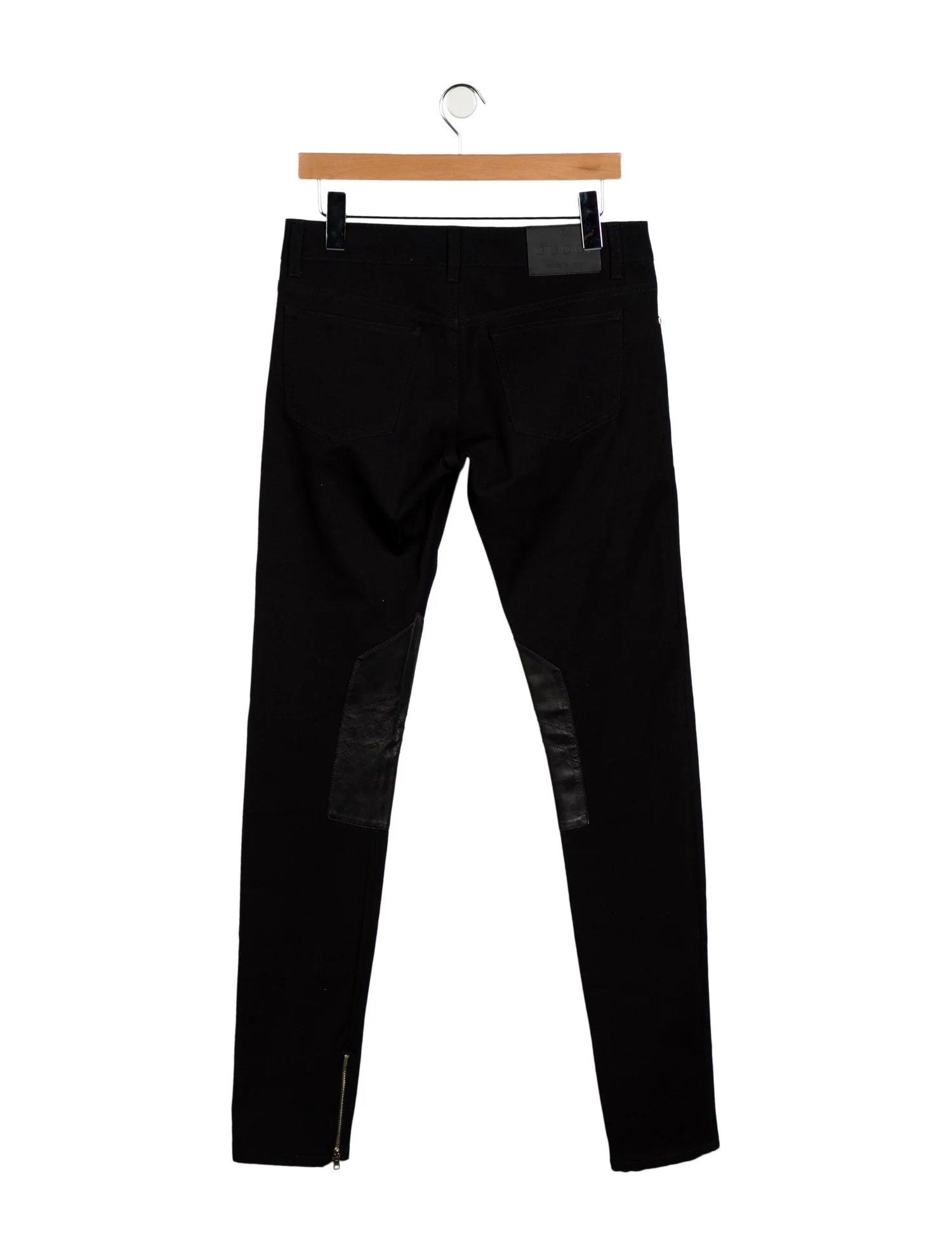 GUCCI LEATHER EMBELLISHED SKINNY JEANS