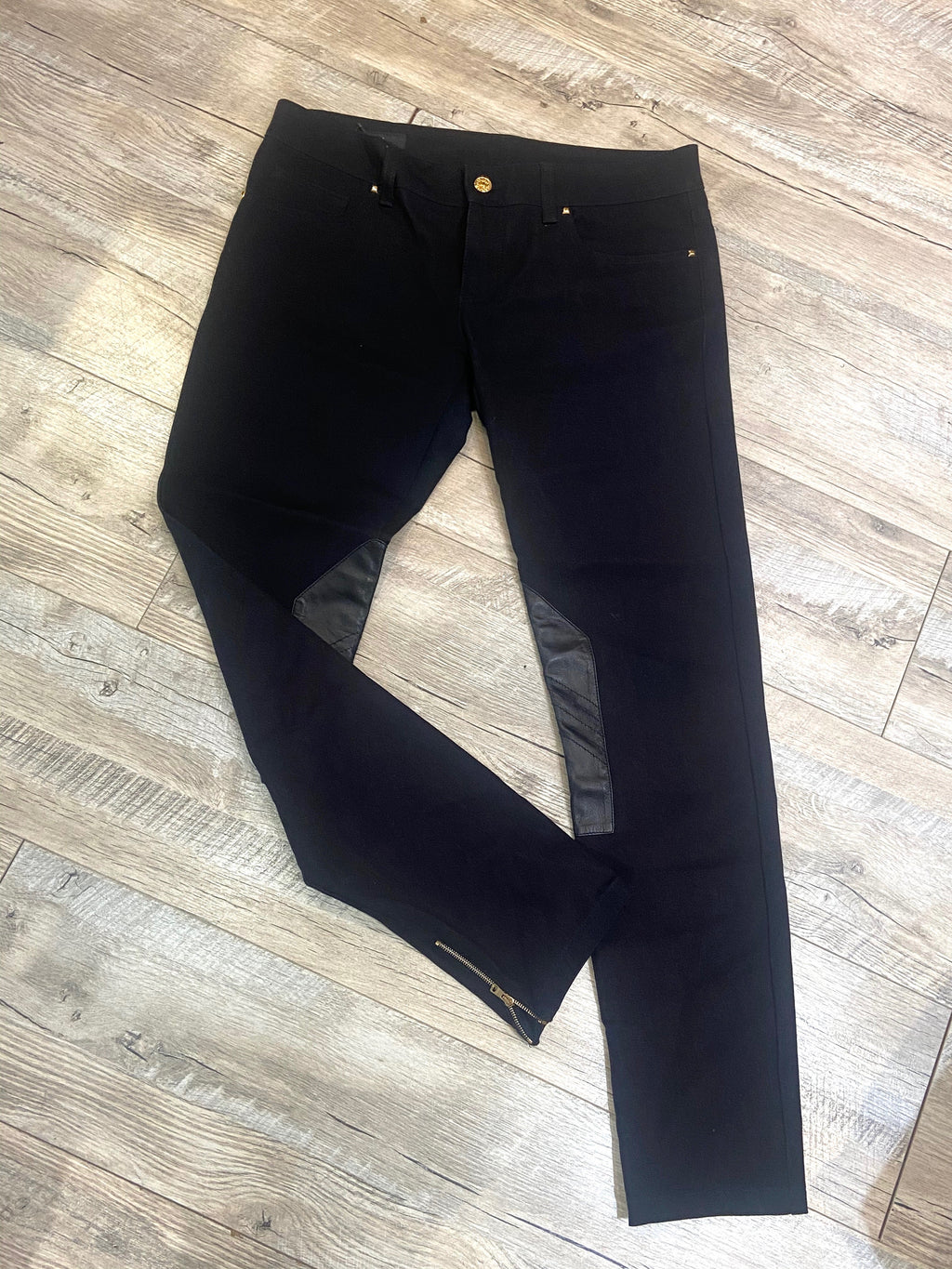 GUCCI LEATHER EMBELLISHED SKINNY JEANS