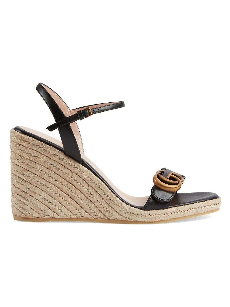 GUCCI LEATHER WEDGE ESPADRILLE SANDALS