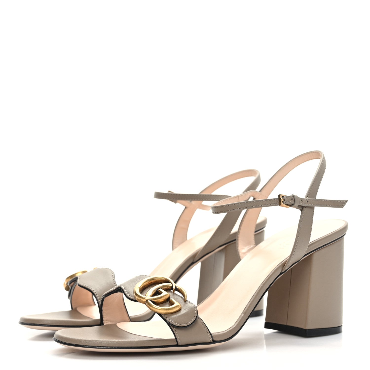 GUCCI CALFSKIN LEATHER LIFLORD GG MARMONT SANDALS