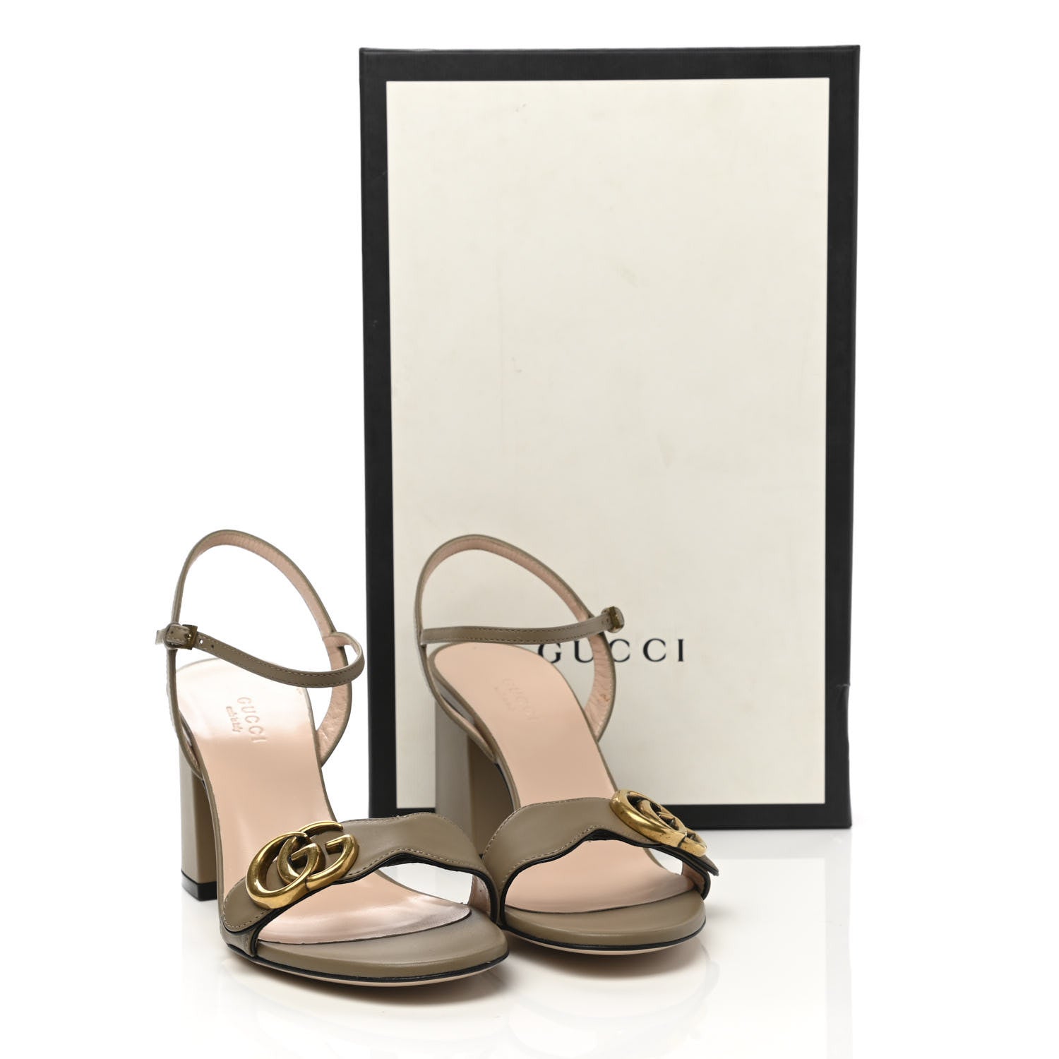 GUCCI CALFSKIN LEATHER LIFLORD GG MARMONT SANDALS