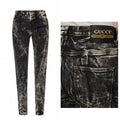 GUCCI DISTRESSED MARBLE WASH SKINNY JEANS
