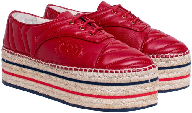 GUCCI NAPPA LEATHER LOGO ESPADRILLES PLATFORM SHOES
