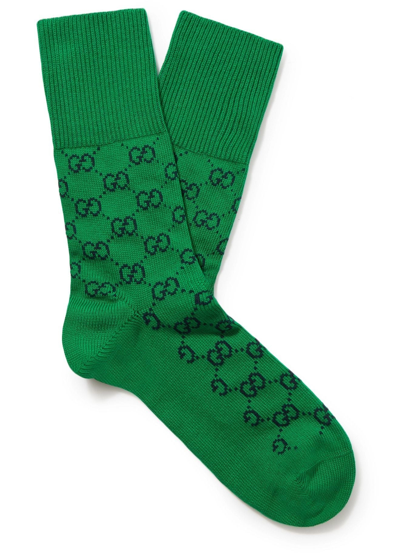 GUCCI LOGO JACQUARD COTTON BLEND SOCKS